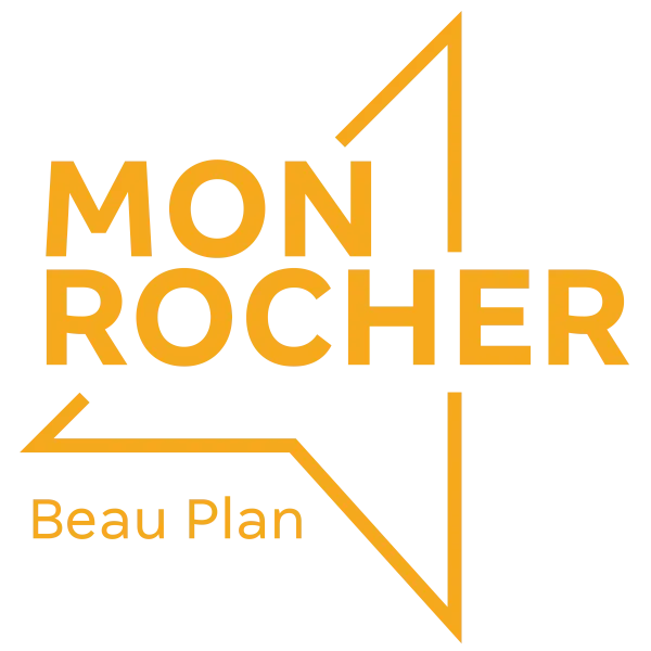 Mon Rocher Beau Plan logo, yellow lettering inside a star outline